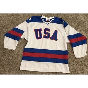 USA 1980 K1 Vintage White Olympic Hockey Jersey  LARGE,
